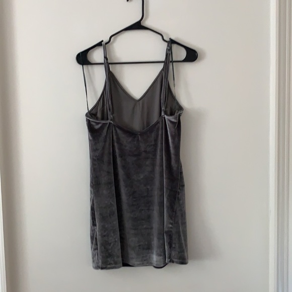 V neck dark grey suede dress - Picture 3 of 3